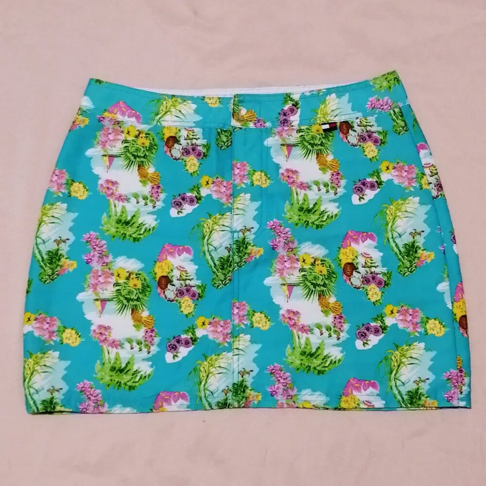Vintage Y2K Tommy Jeans Tropical Print Mini Skirt